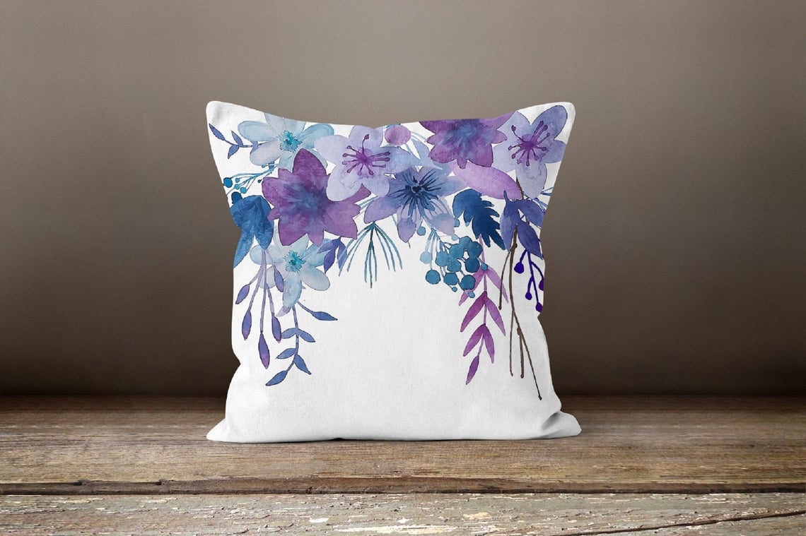Purple Floral Cushion Covers Purplish