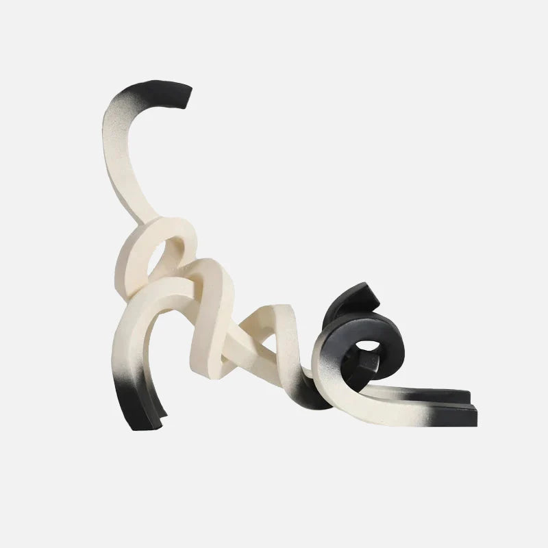 Purr Kitten Gradient Ceramic Figurine White Stretching