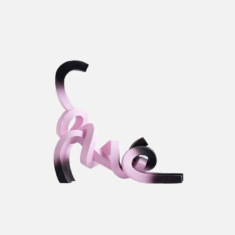 Purr Kitten Gradient Ceramic Figurine Pink Stretching