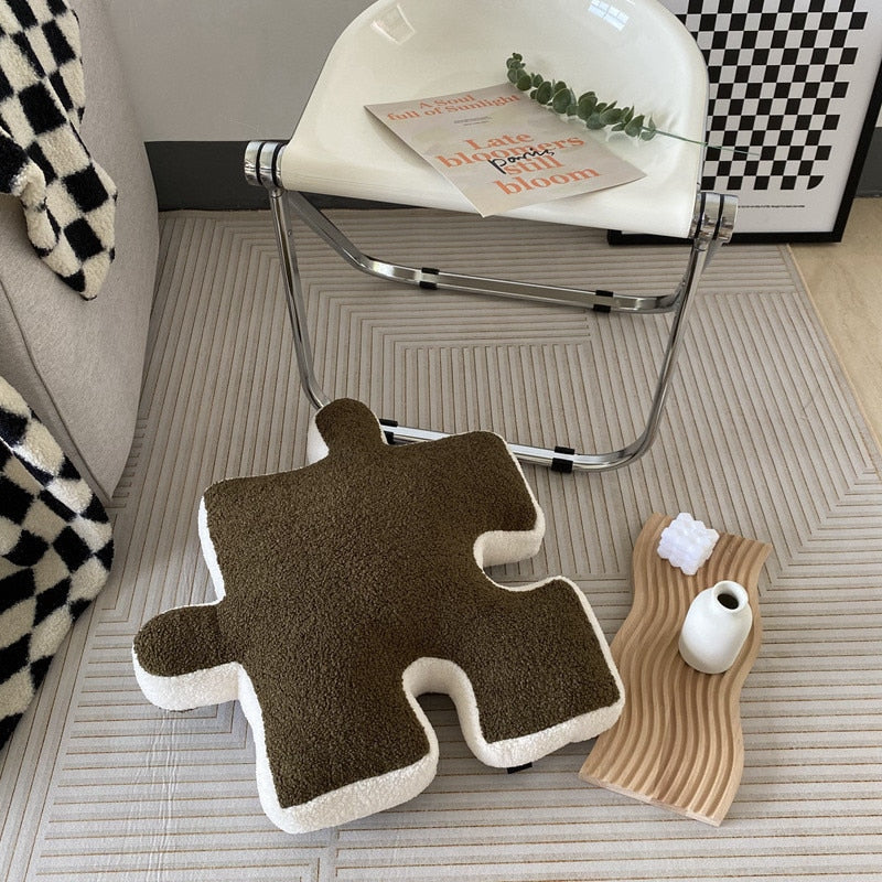 Puzzle Check Decorative Pillows Olive