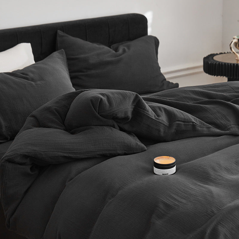 Cotton Gauze Bedding Set – Queen Size Charcoal
