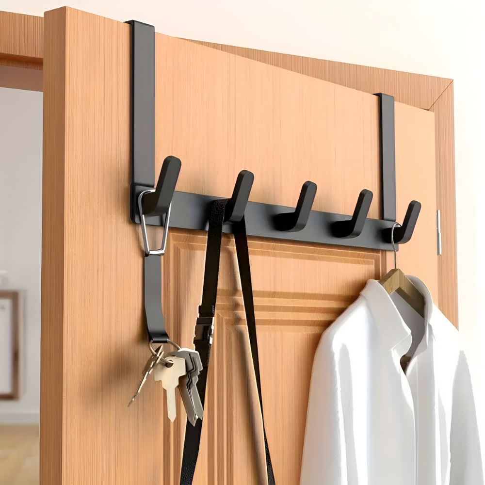 Quick Hang 5-Hook Door Rack Black