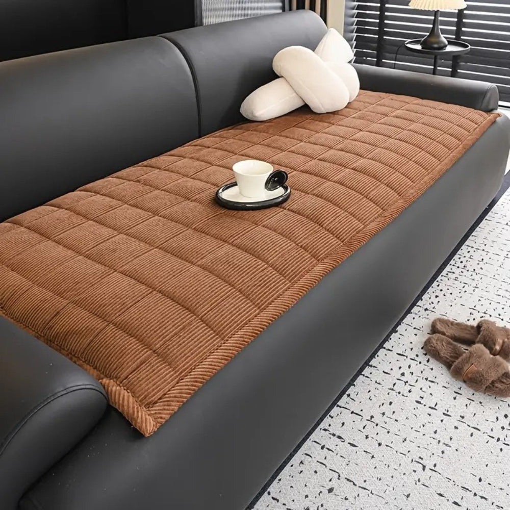 Metro Line Quilted Couch Cover Mat Chestnut Haze