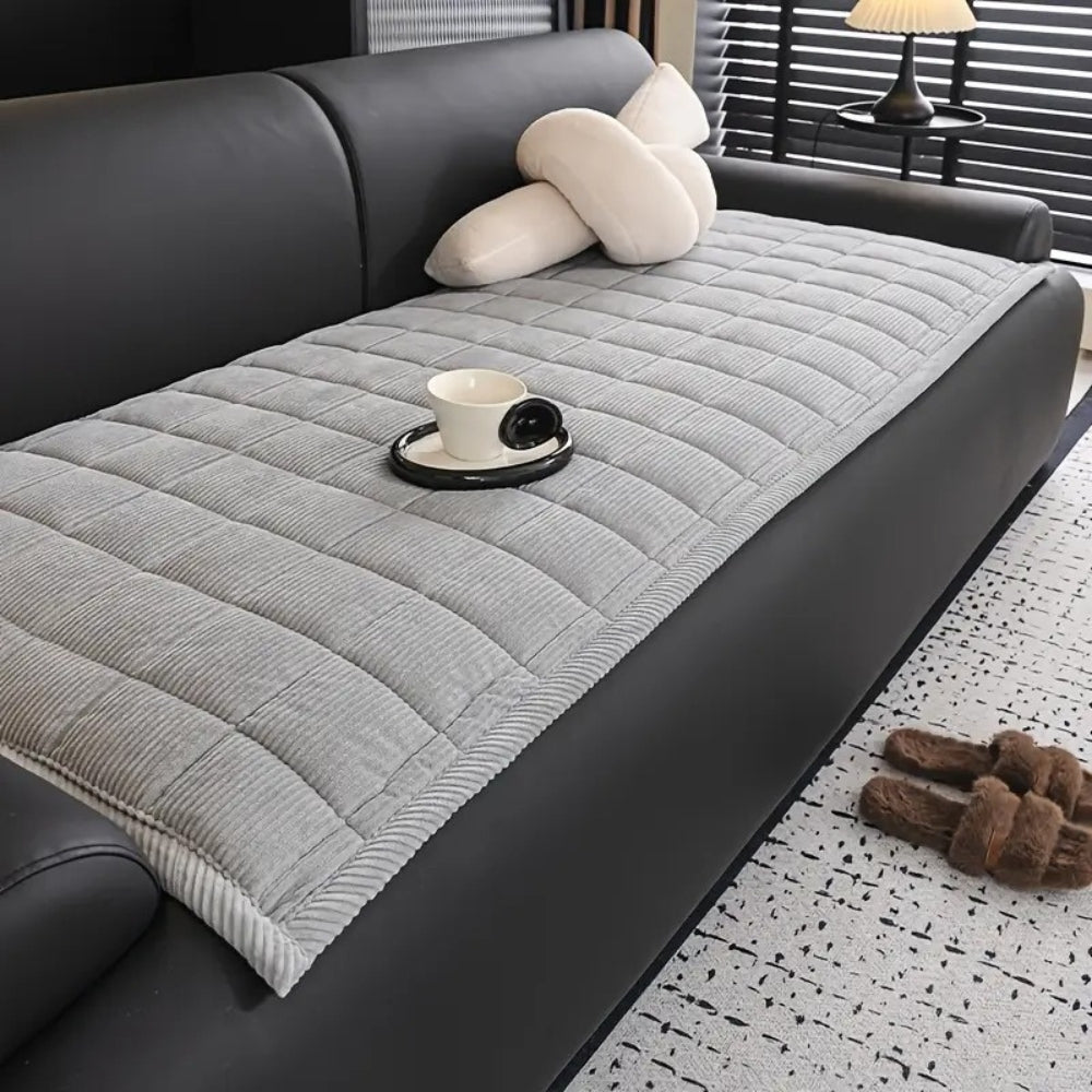 Metro Line Quilted Couch Cover Mat Silver Haze