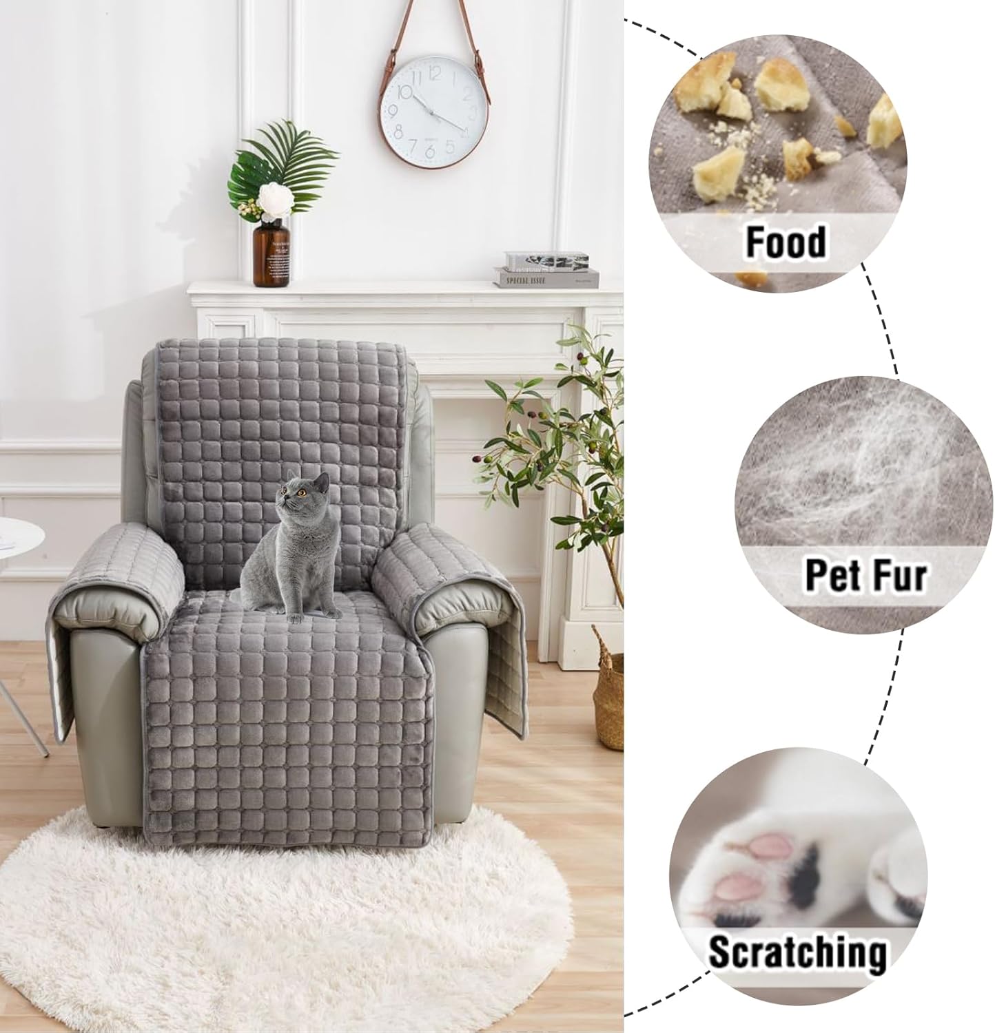 Quilted Recliner Chair Cover Protector
