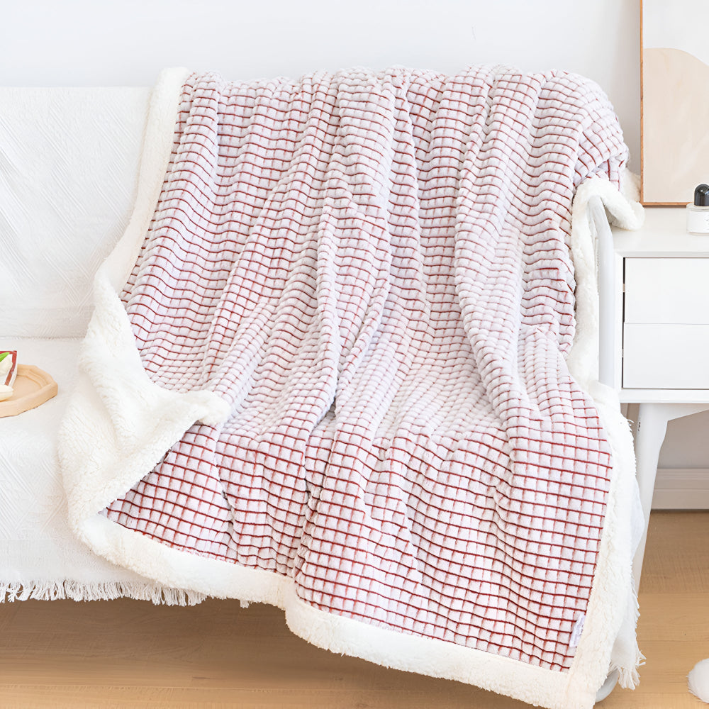 Warm Waffle Sherpa Blanket Crimson
