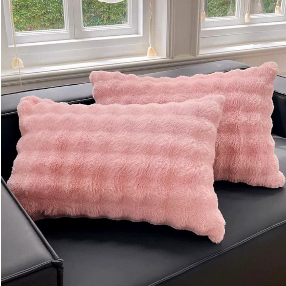 Rabbit Faux Fur Pillow Cover Blush Pink 18.9"x29.1"