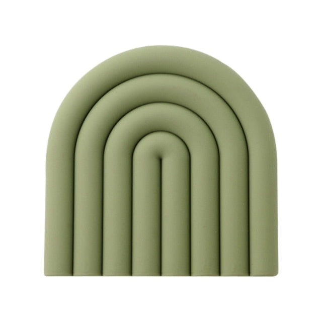 Rainbow Silicone Mat Coasters Green