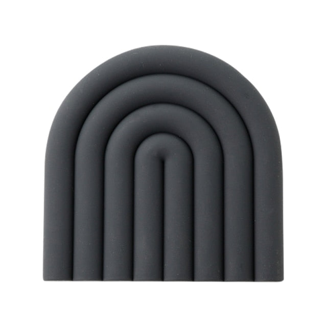 Rainbow Silicone Mat Coasters Charcoal