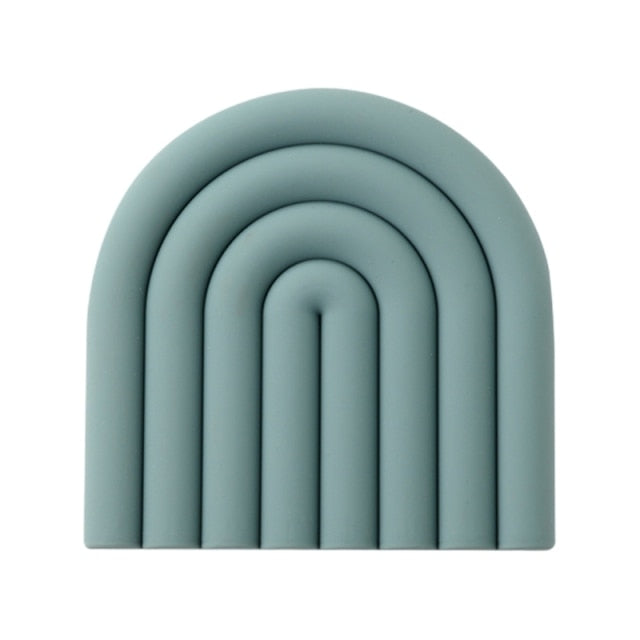 Rainbow Silicone Mat Coasters Aqua