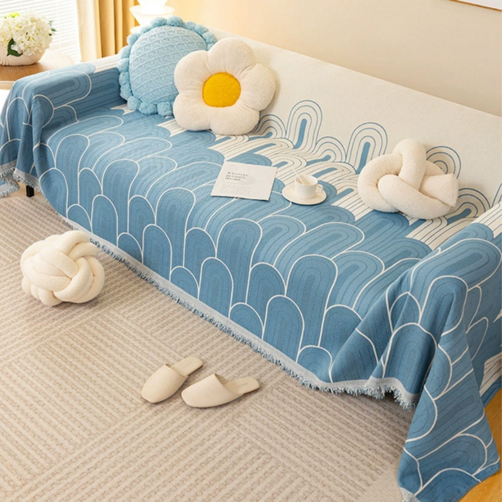 Rainbow Arches Chenille Sofa Cover Sky Cascade