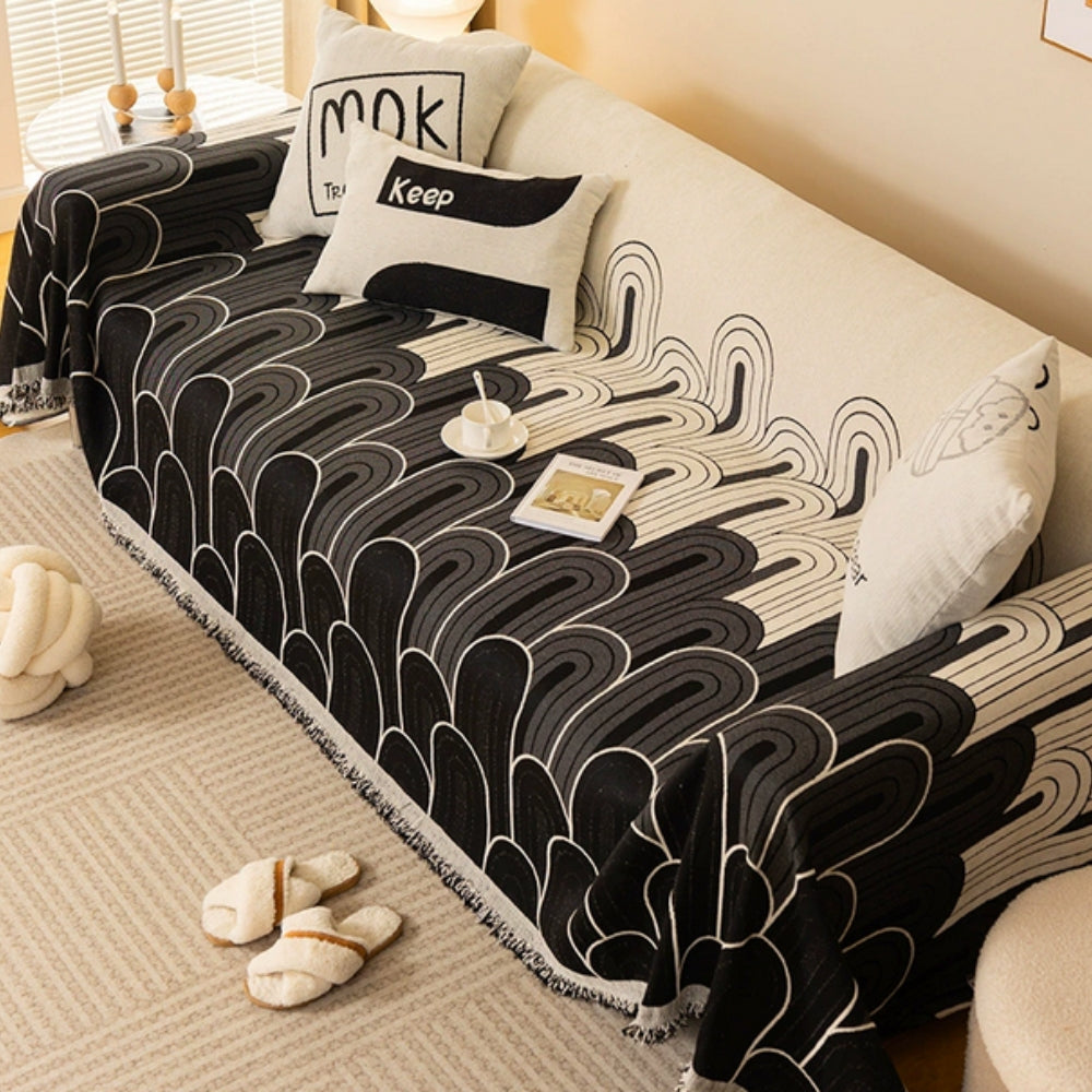 Rainbow Arches Chenille Sofa Cover Noir Stream