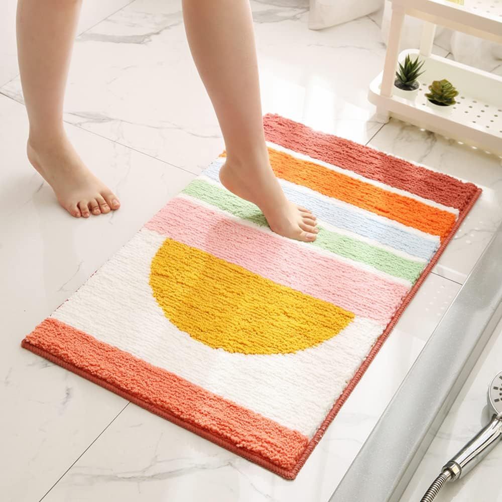 Rainbow Sunset Soft Bath Mat Golden Sunrise