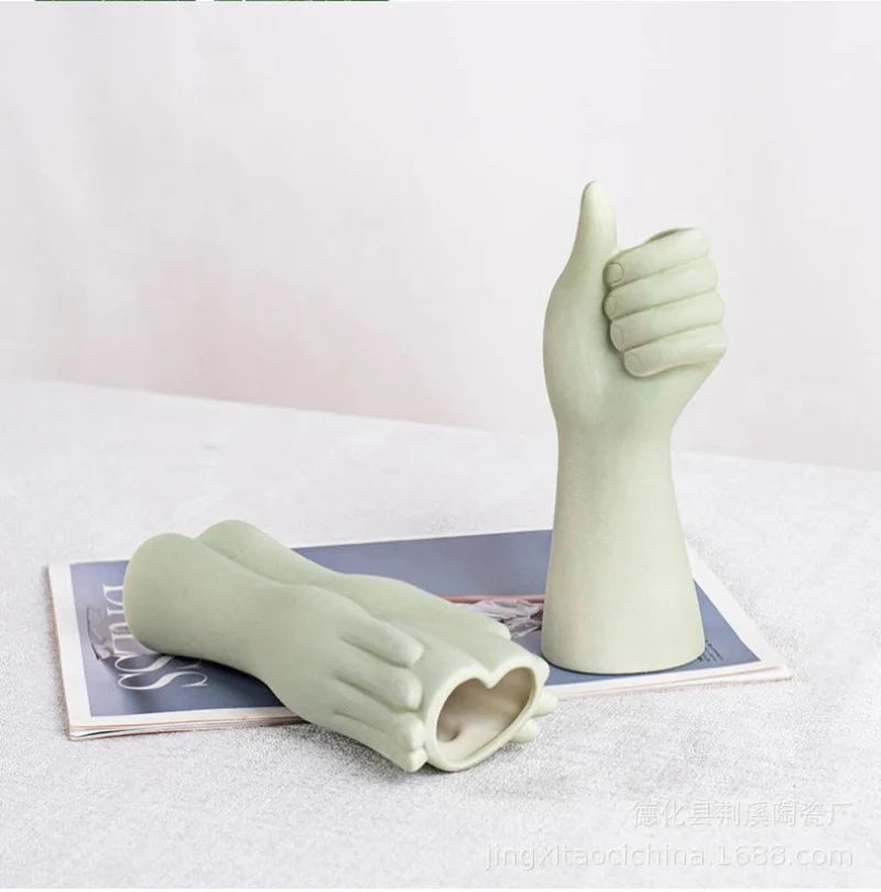 Raise Your Hand Ceramic Vase
