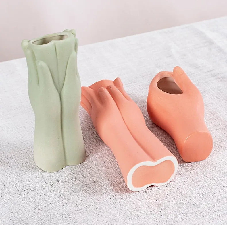 Raise Your Hand Ceramic Vase