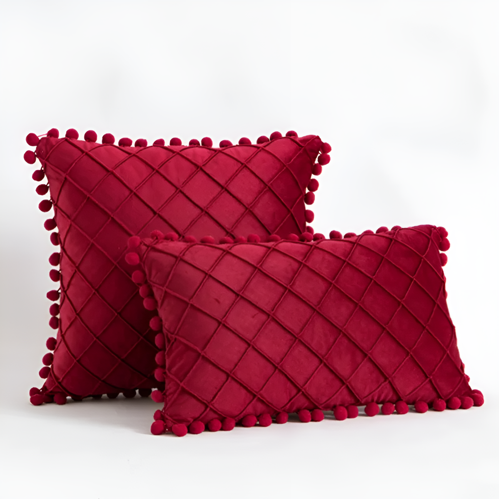 Quilted Luxe Cushion Cover Red 12"x20"