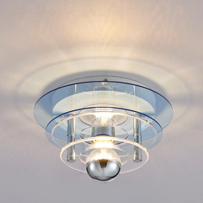 Retro Color Layers Acrylic LED Ceiling Lamp Crystal Blue