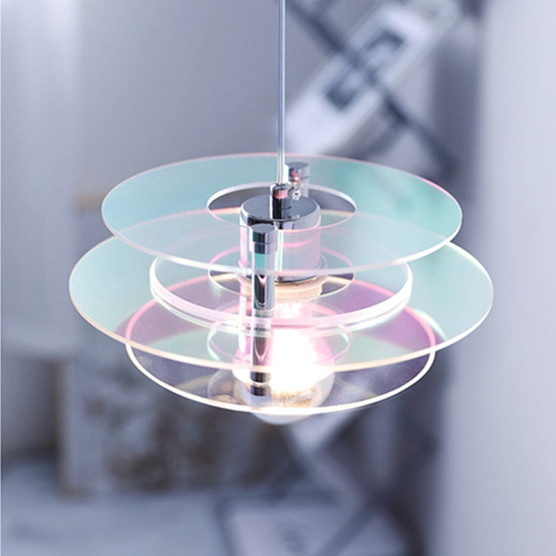 Retro Color Layers Acrylic LED Pendant Lamp Rainbow
