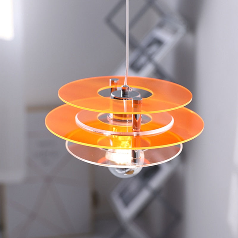 Retro Color Layers Acrylic LED Pendant Lamp Orange