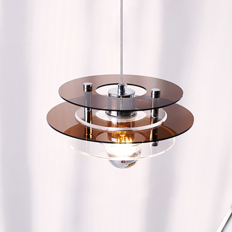 Retro Color Layers Acrylic LED Pendant Lamp Brown
