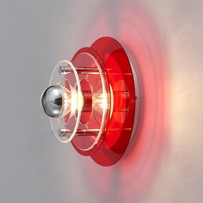 Retro Color Layers Acrylic LED Wall Lamp Red
