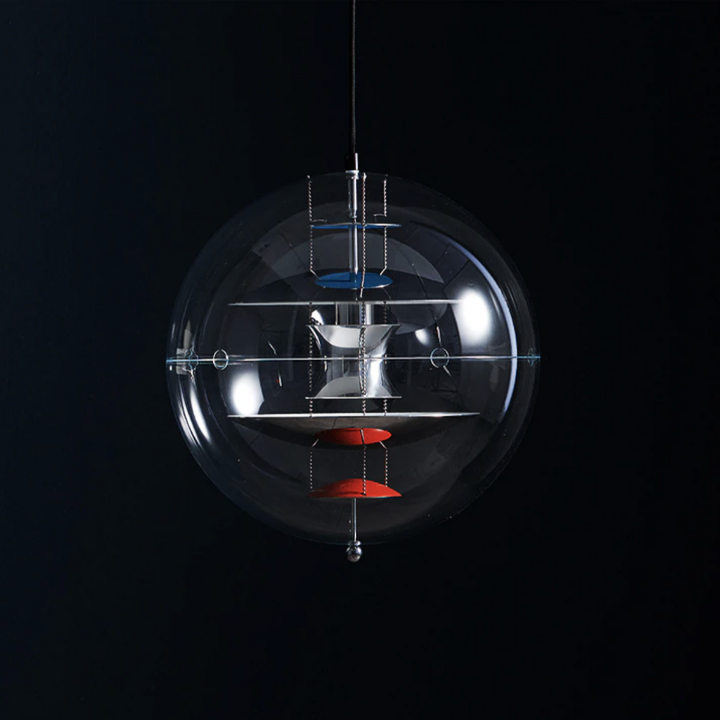 Retro Globe Lamp Clear Acrylic & Metal Pendant Light