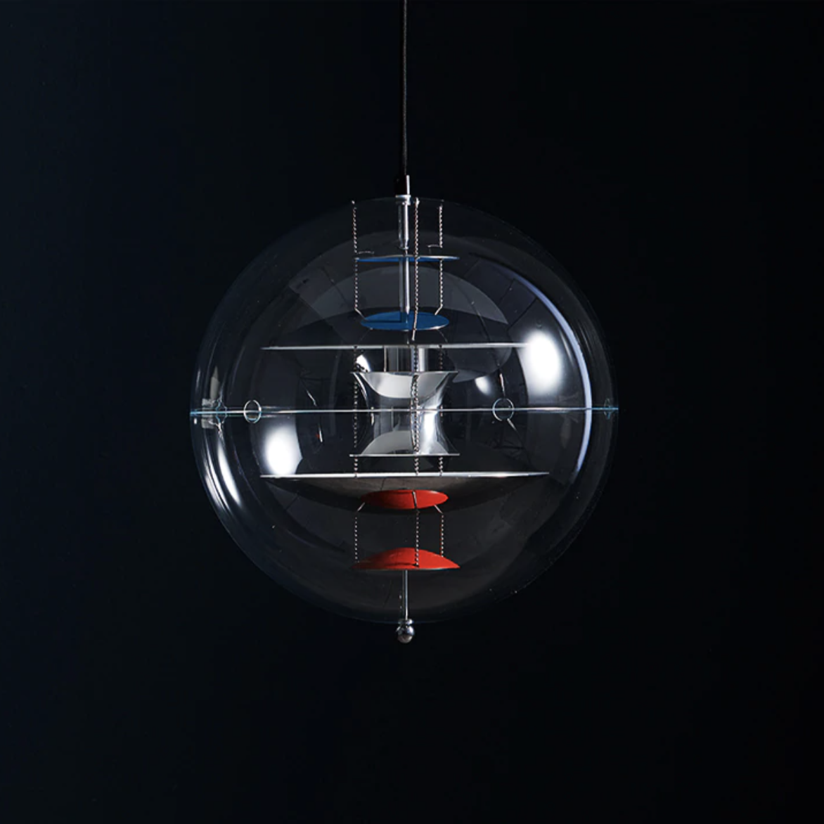 Retro Globe Lamp Clear Acrylic & Metal Pendant Light