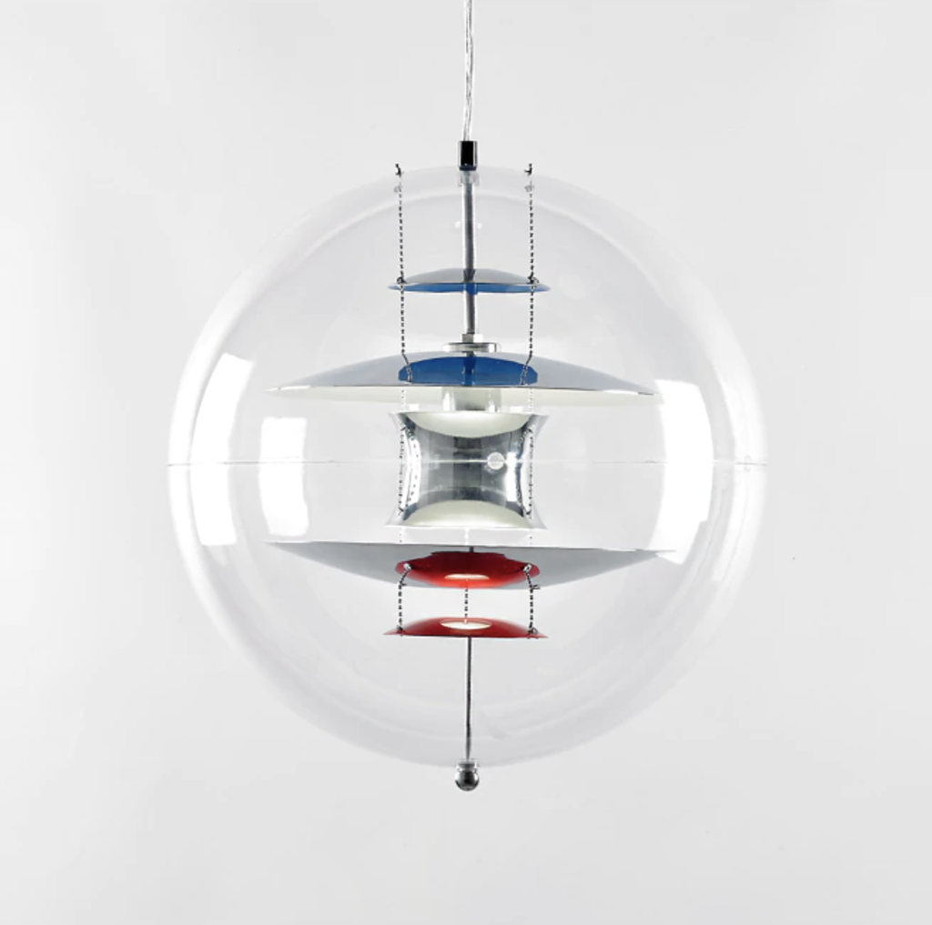 Retro Globe Lamp Clear Acrylic & Metal Pendant Light