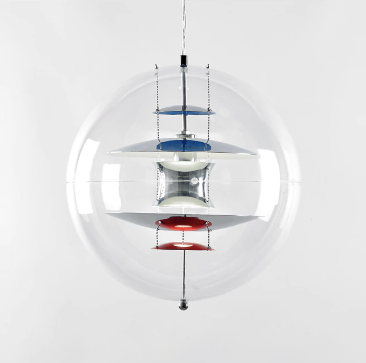 Retro Globe Lamp Clear Acrylic & Metal Pendant Light