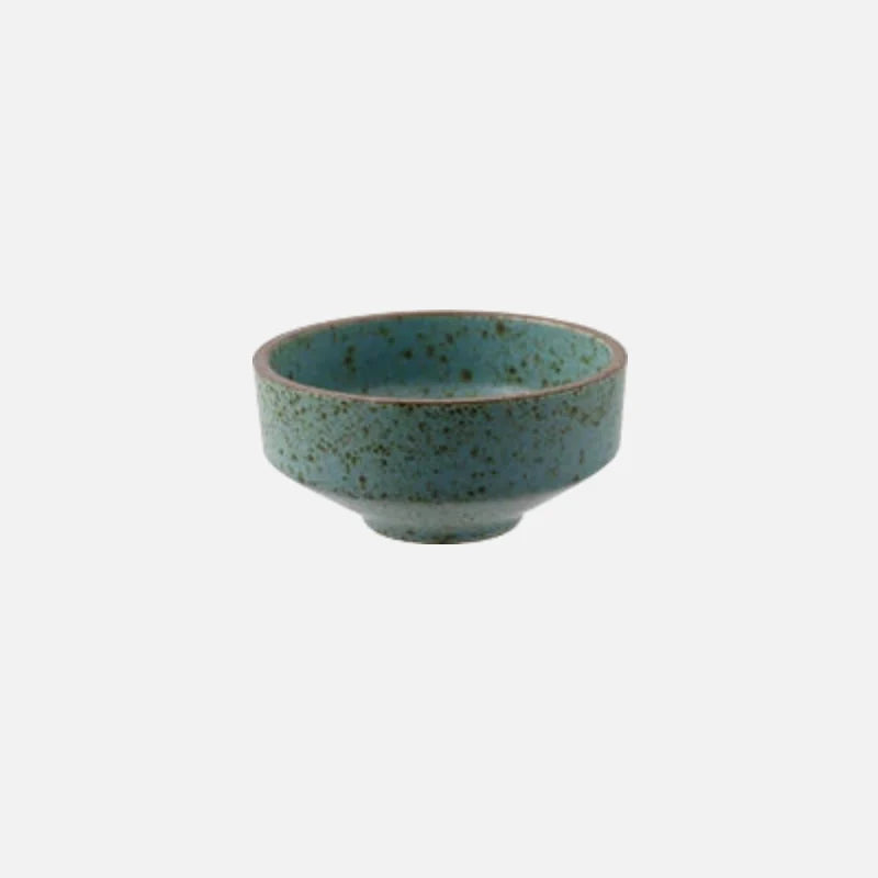 Retro Speckled Matte Ceramic Bowl Blue green