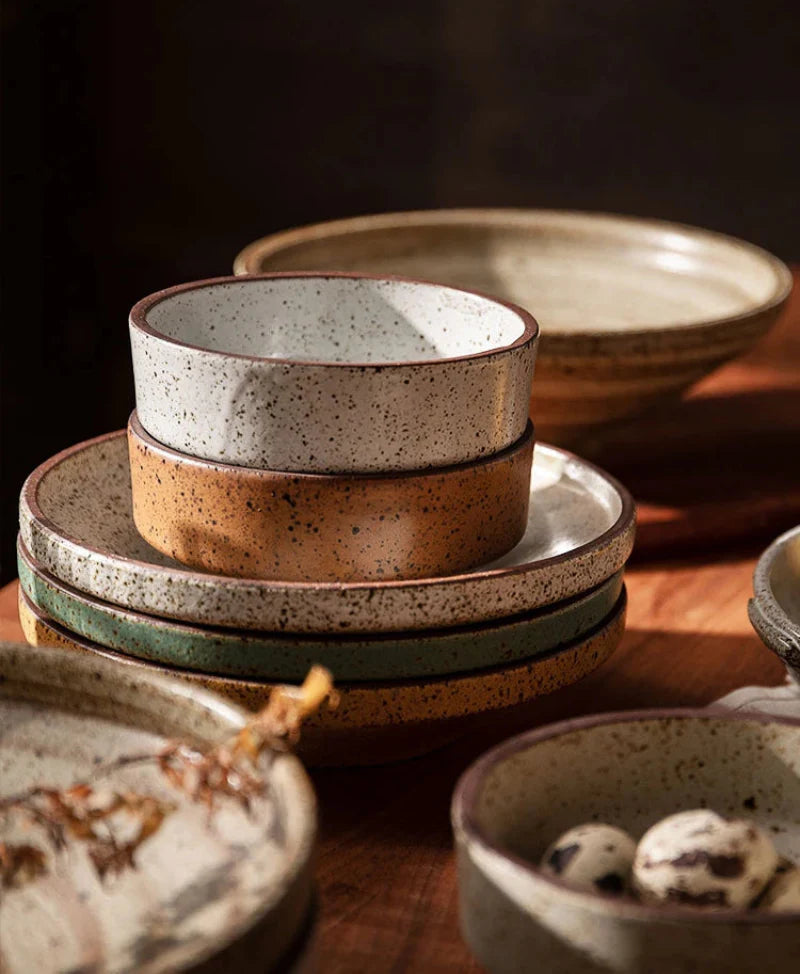 Retro Speckled Matte Ceramic Bowl
