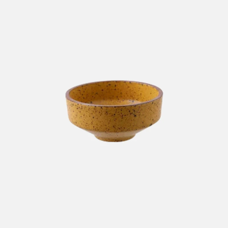 Retro Speckled Matte Ceramic Bowl Yellow