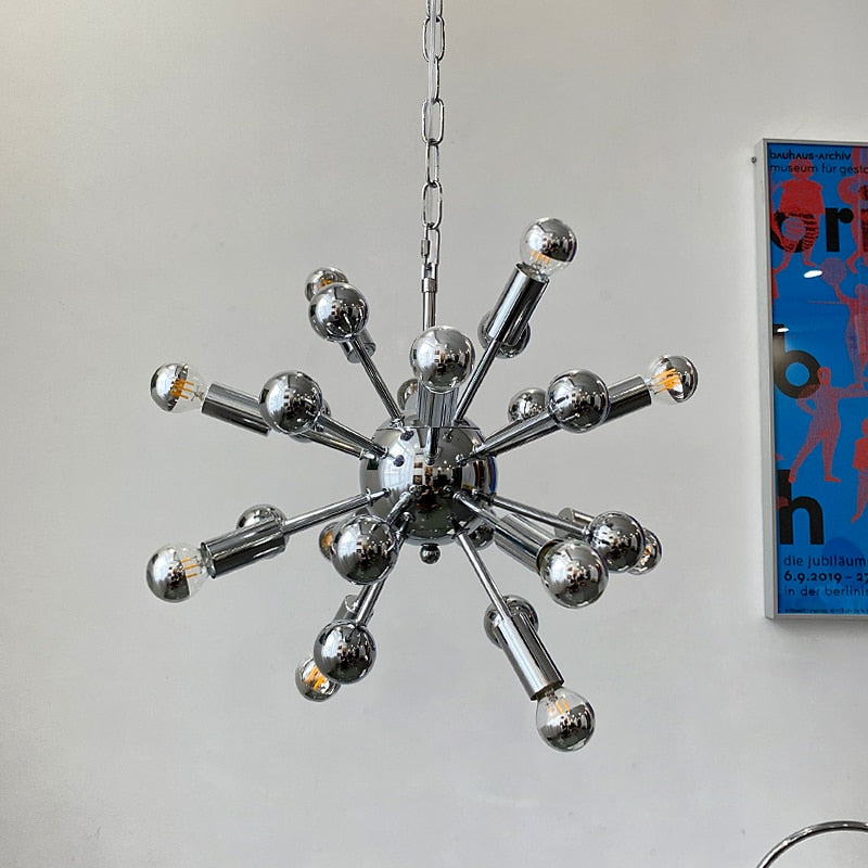 Retro Sputnik Chrome LED Chandelier