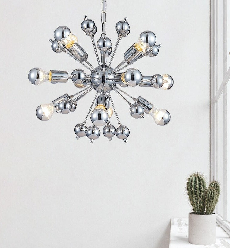 Retro Sputnik Chrome LED Chandelier