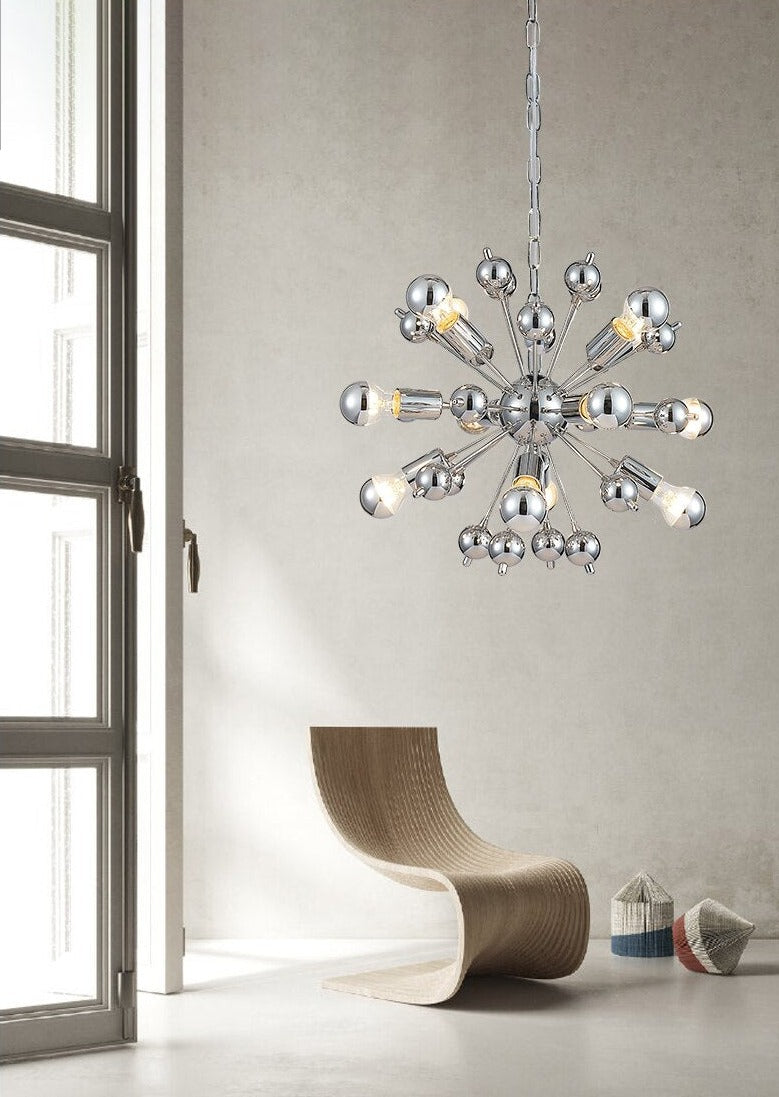 Retro Sputnik Chrome LED Chandelier