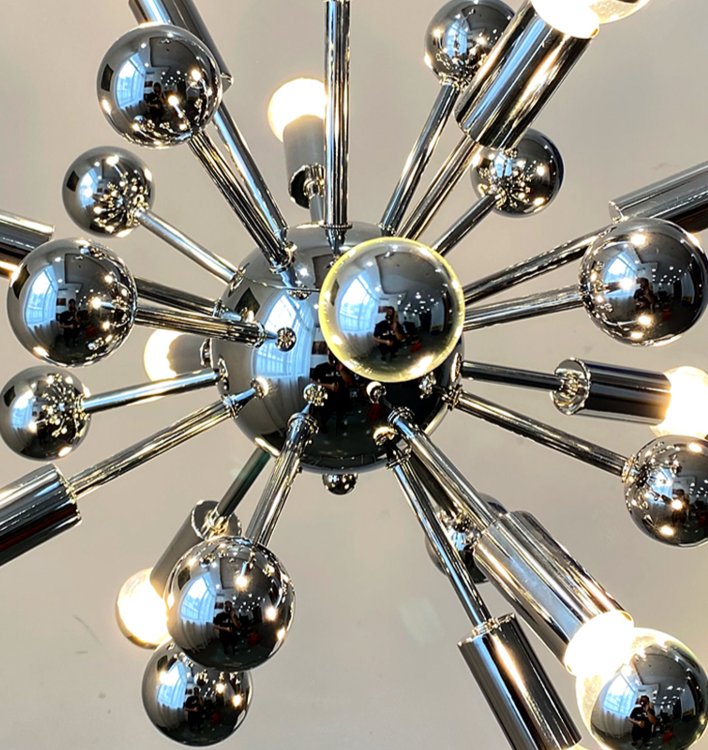 Retro Sputnik Chrome LED Chandelier