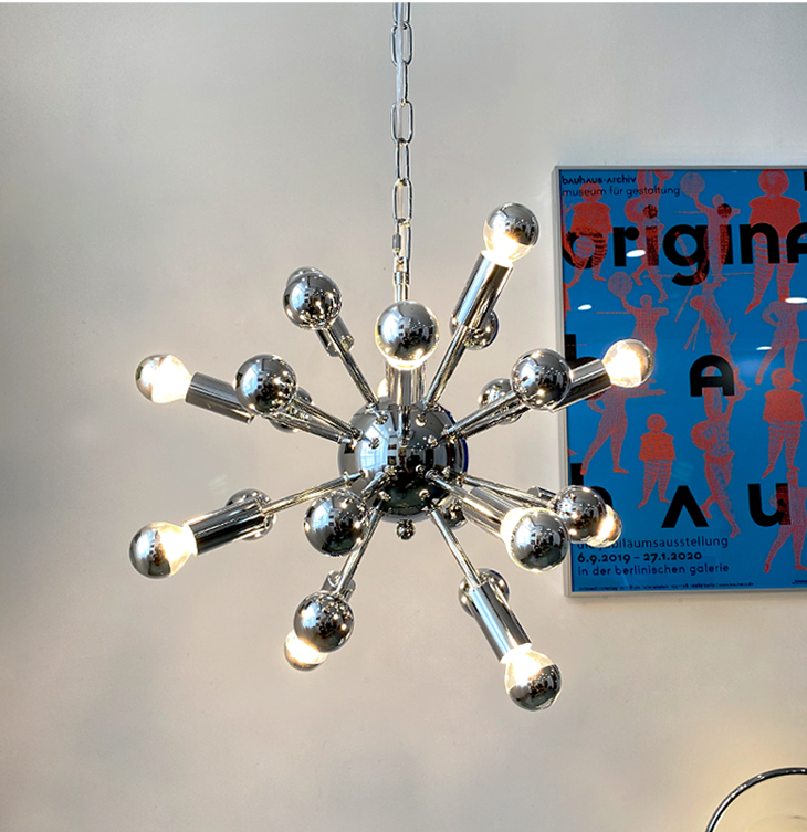 Retro Sputnik Chrome LED Chandelier