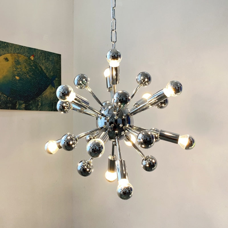 Retro Sputnik Chrome LED Chandelier