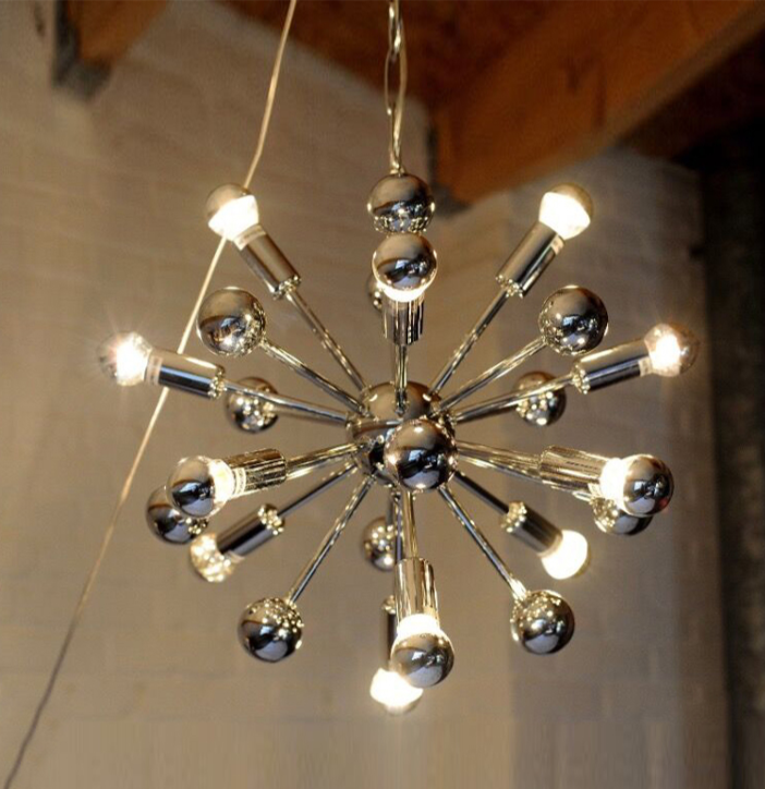 Retro Sputnik Chrome LED Chandelier