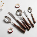 Retro Swirl Wood Flatware 4 Pc Set