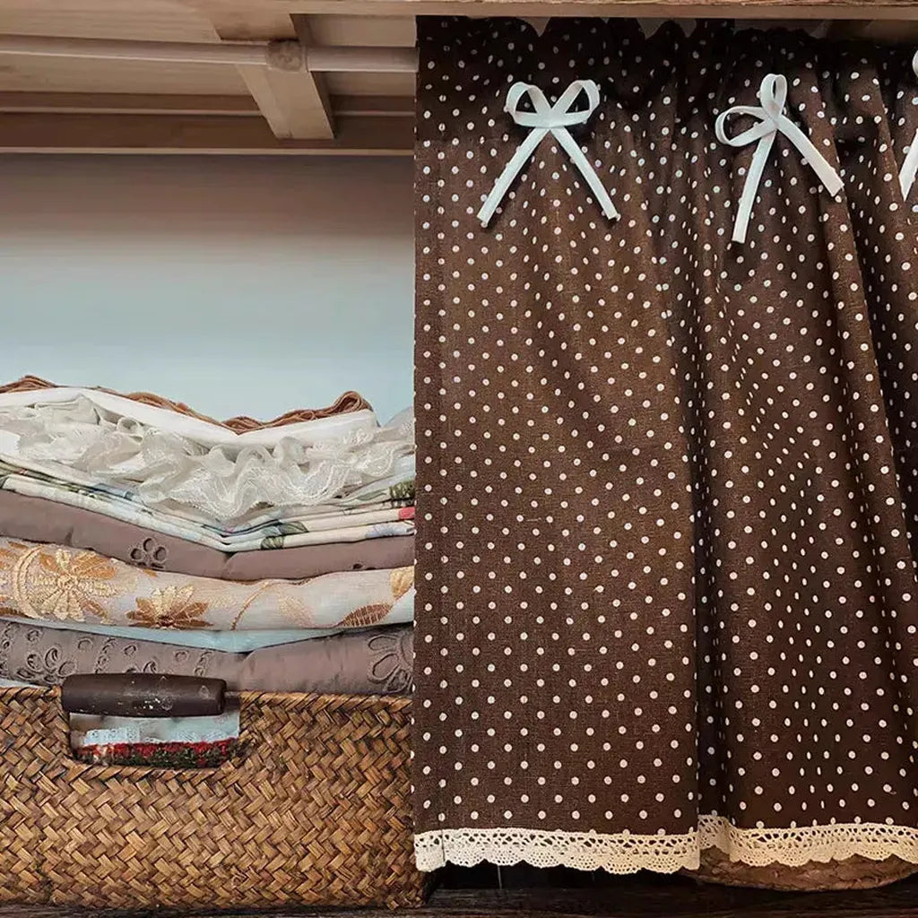 Retro Polka Dot Coffee Curtain