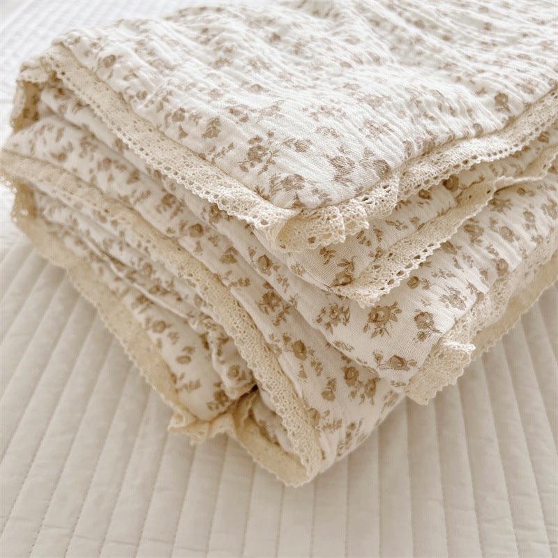 Camellia Floral Baby Crib Quilt – Soft Cotton Gauze Bedding