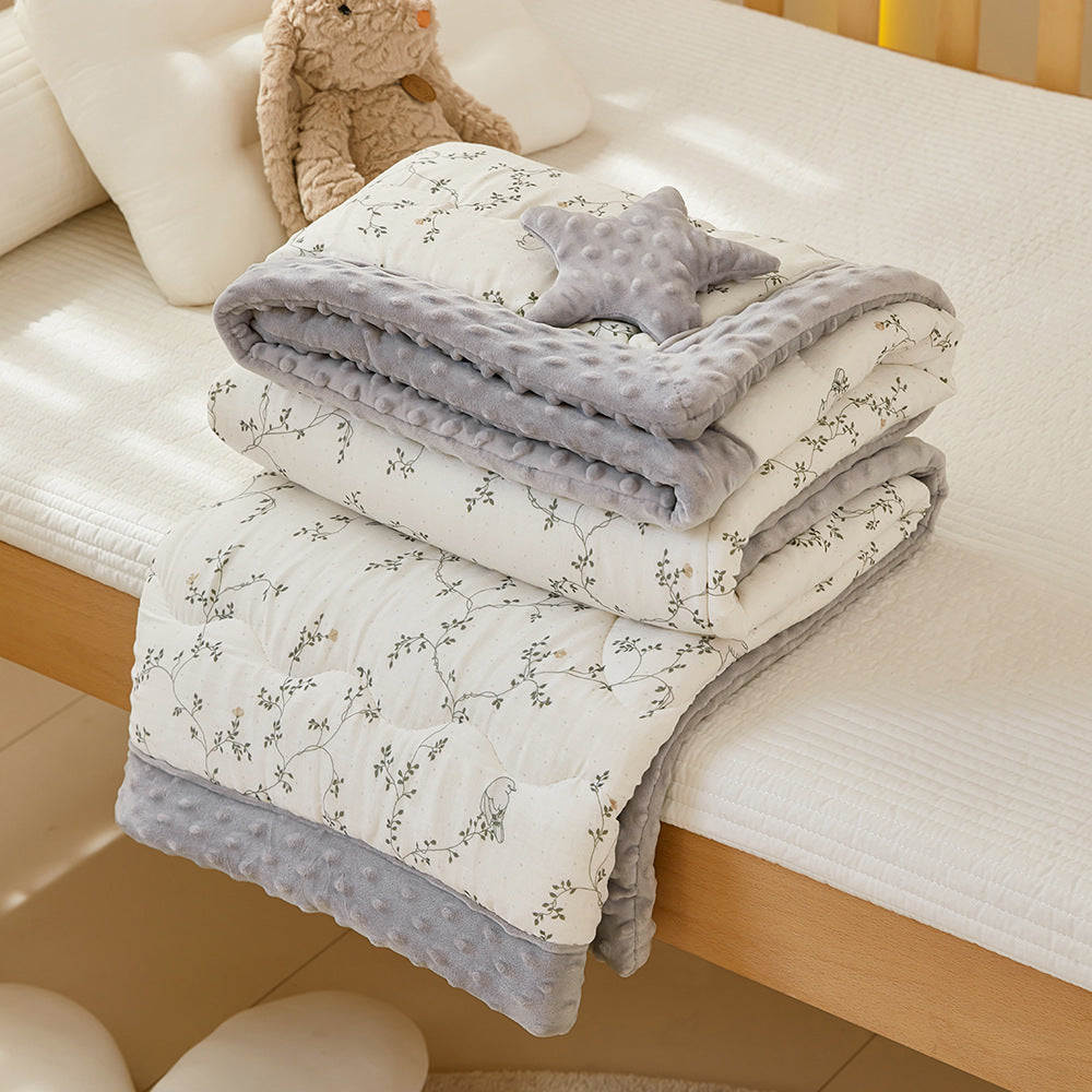 Reversible Baby Quilt – Cotton & Minky Dot Fleece Vine