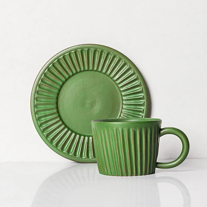 Ridgeway Artisan Ceramic Coffee Cup & Saucer Set Green