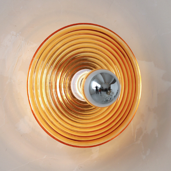 Rigged Colored Glass Disk Wall Lamp Orange