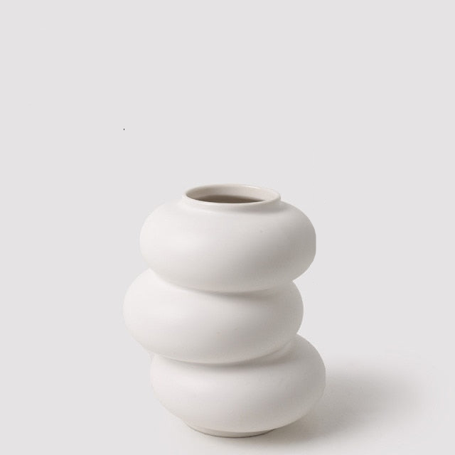 Ring Dance Plated Ceramic Vases Dancing Tower White