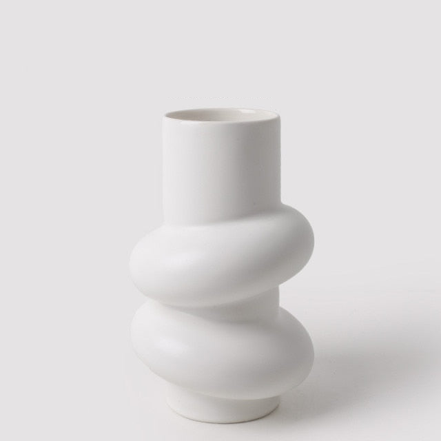 Ring Dance Plated Ceramic Vases Ring Tower White