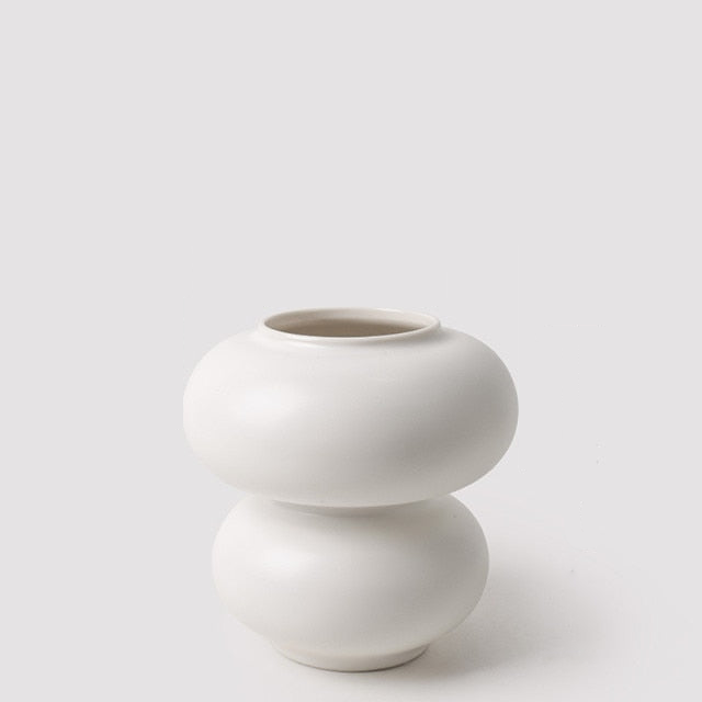 Ring Dance Plated Ceramic Vases Double Ring White