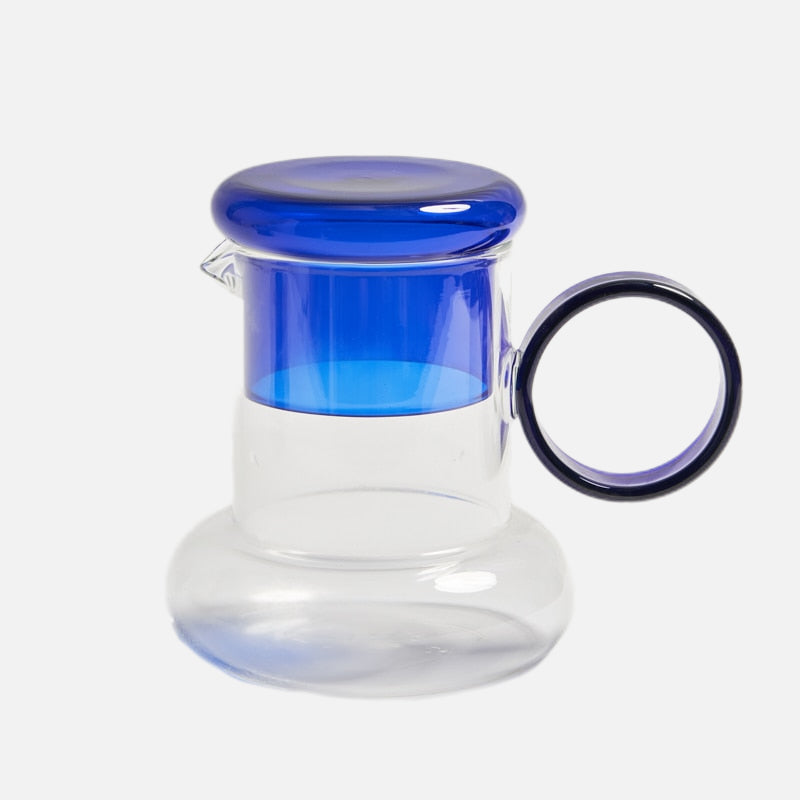 Ring In Kettle Glass Set Blue Pitcher
