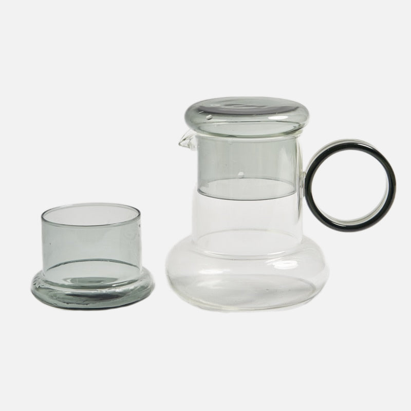 Ring In Kettle Glass Set Gray Pitcher & Cup